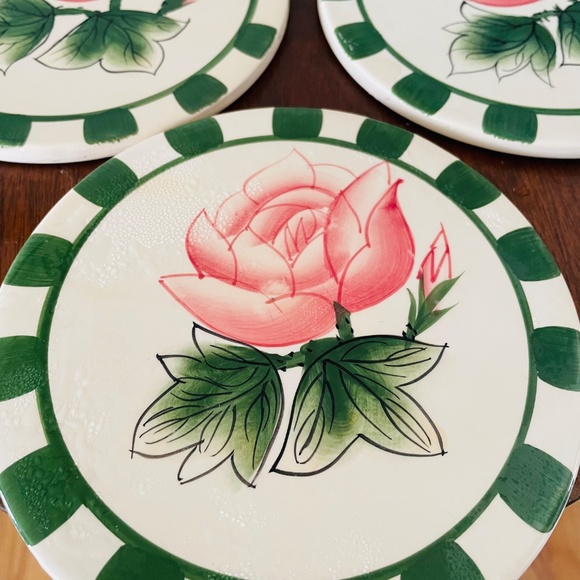 Three Vintage Trivets with Rose, Vintage Kitchenwares, Vintage Floral Trivets - Picture 4 of 4